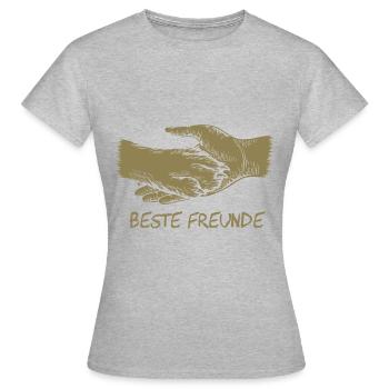 Hund und Herrchen, Beste Freunde Silhouette - Frauen T-Shirt - Grau meliert - Vorne - AI Model Female 172 dark (172cm)