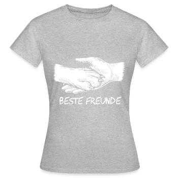 Hund und Herrchen, Beste Freunde Silhouette - Frauen T-Shirt - Grau meliert - Vorne - AI Model Female 172 dark (172cm)