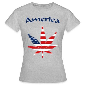 America Weed Ganja USA - Frauen T-Shirt - Grau meliert - Vorne - AI Model Female 172 dark (172cm)