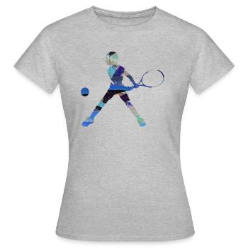 tennis,backhand,tennis player,boy,child - Women's T-Shirt - heather grey - Front - AI Model Female 172 dark (172cm)