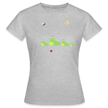 Famille de chenilles, chenilles, chenilles, nature - T-shirt Femme - gris chiné - Devant - AI Model Female 172 dark (172cm)