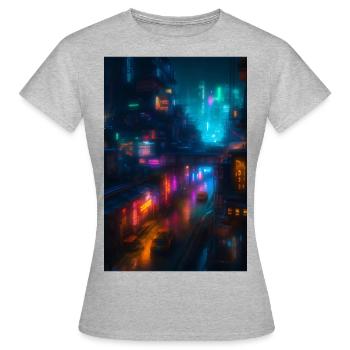 A Neon-Lit Cityscpe - Women's T-Shirt - heather grey - Front - AI Model Female 172 dark (172cm)