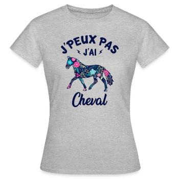 j'peux pas j'ai cheval - T-shirt Femme - gris chiné - Devant - AI Model Female 172 dark (172cm)