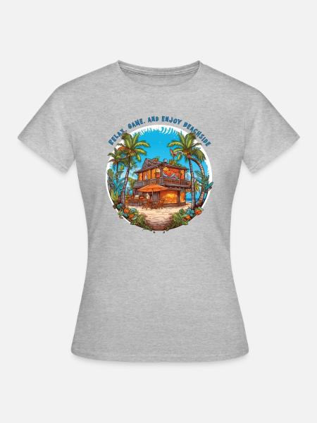 Relax, game, and enjoy beachside - Frauen T-Shirt - Grau meliert