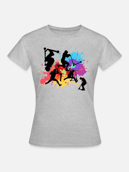 Stuntscooter,Trickscooter,tricks,stunt,e-scooter - Frauen T-Shirt - Grau meliert