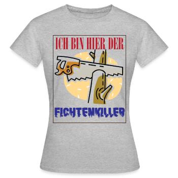 Lumberjack Shirt • Spruce Killer • Wood Gift - Women's T-Shirt - heather grey - Front - AI Model Female 172 dark (172cm)