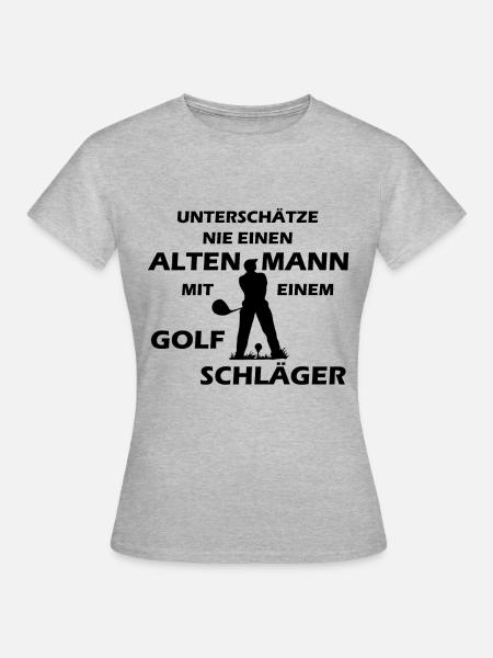 Alter Mann beim Golf spielen Geschenk Shirt - Frauen T-Shirt - Grau meliert
