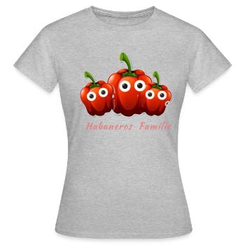 Habaneros,chilli, Familie, habaneros Familie - Frauen T-Shirt - Grau meliert - Vorne - AI Model Female 172 dark (172cm)