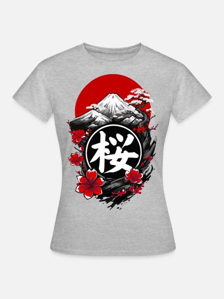 Japanske kirsebærblomster - T-skjorte for kvinner - gråmelert