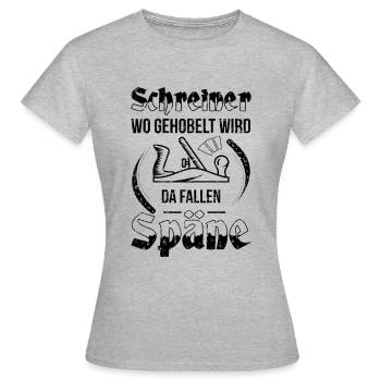 Schreiner Herren TShirt Wo gehobelt wird - Frauen T-Shirt - Grau meliert - Vorne - AI Model Female 172 dark (172cm)