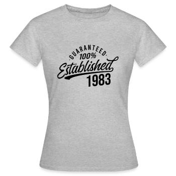 Guaranteed Established in 1983 Birthday - Women's T-Shirt - heather grey - Front - AI Model Female 172 dark (172cm)