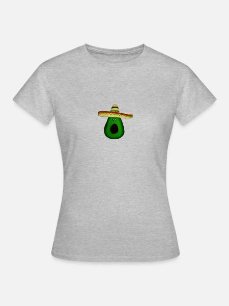 Mexikanische Avocado mit Sombrero - Frauen T-Shirt - Grau meliert
