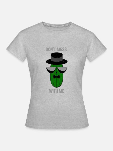 Gangster Mafia Gurke mit Sonnenbrille Don't mess - Frauen T-Shirt - Grau meliert