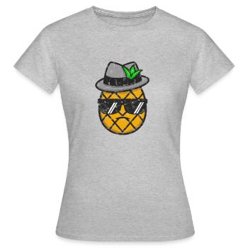 Gangster-Ananas: Ein süßes und robustes - Frauen T-Shirt - Grau meliert - Vorne - AI Model Female 172 dark (172cm)
