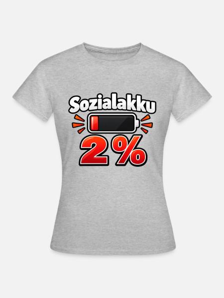 Sozialakku 2 % – Batterie fast leer - Frauen T-Shirt - Grau meliert