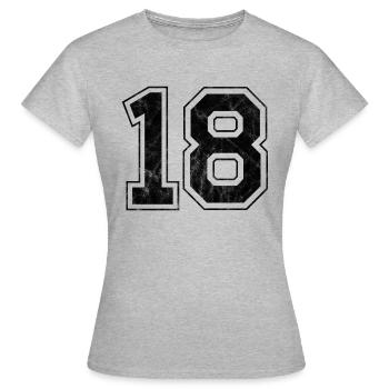 Anzahl 18 - Frauen T-Shirt - Grau meliert - Vorne - AI Model Female 172 dark (172cm)