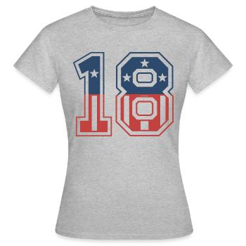 Nummer 18 USA - Frauen T-Shirt - Grau meliert - Vorne - AI Model Female 172 dark (172cm)