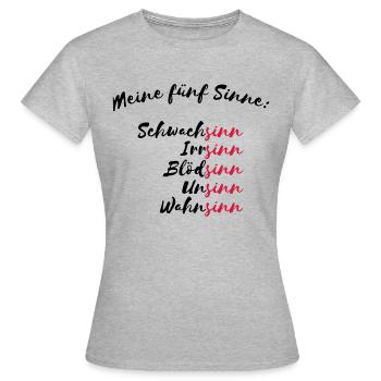 Meine fünf Sinne - Frauen T-Shirt - Grau meliert - Vorne - AI Model Female 172 dark (172cm)