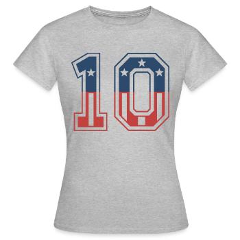 Nummer 10 USA - Frauen T-Shirt - Grau meliert - Vorne - AI Model Female 172 dark (172cm)