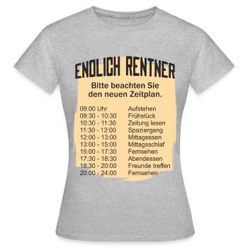 Rentner Zeitplan Tagesablauf - Frauen T-Shirt - Grau meliert - Vorne - AI Model Female 172 dark (172cm)