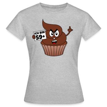 60. Geburtstag Kackcake Ich bin 59+1 Geschenk - Frauen T-Shirt - Grau meliert - Vorne - AI Model Female 172 dark (172cm)