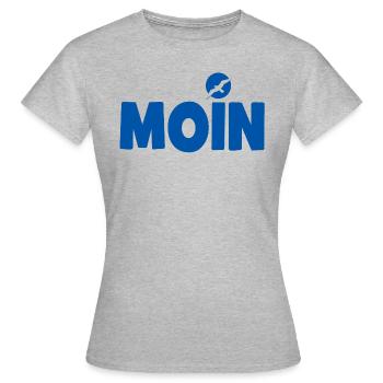 Moin Möwe blau - Frauen T-Shirt - Grau meliert - Vorne - AI Model Female 172 dark (172cm)