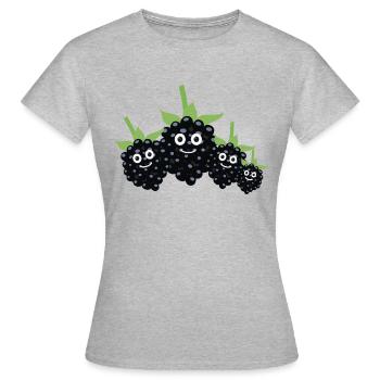 Mûres,Famille,Baies,Mûre - T-shirt Femme - gris chiné - Devant - AI Model Female 172 dark (172cm)