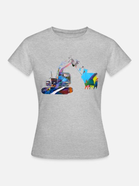 bagger,baggerfahren,baggerfahren,graffiti - Frauen T-Shirt - Grau meliert