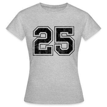 Anzahl 25 - Frauen T-Shirt - Grau meliert - Vorne - AI Model Female 172 dark (172cm)