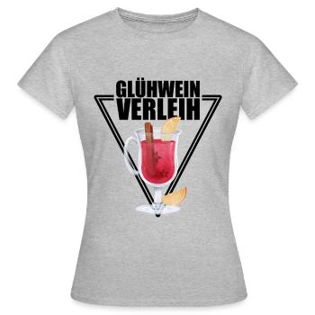 Glühwein Verleih - Frauen T-Shirt - Grau meliert - Vorne - AI Model Female 172 dark (172cm)