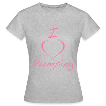 I heart pumping script light pink - Women's T-Shirt - heather grey - Front - AI Model Female 172 dark (172cm)