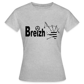 Cornemuse bretonne - T-shirt Femme - gris chiné - Devant - AI Model Female 172 dark (172cm)