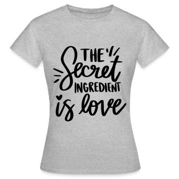 Die geheime Zutat ist Liebe, Für Valentinstag - Frauen T-Shirt - Grau meliert - Vorne - AI Model Female 172 dark (172cm)