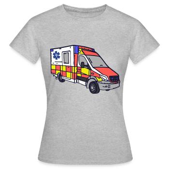 RTW Rettungsdienst Krankenwagen Einsatz Alarm NEF - Frauen T-Shirt - Grau meliert - Vorne - AI Model Female 172 dark (172cm)