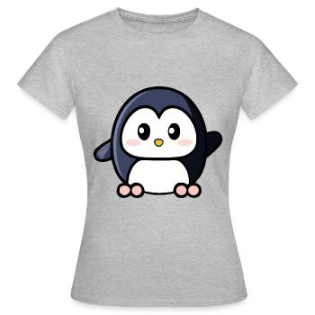 Mignon pingouin agitant - T-shirt Femme - gris chiné - Devant - AI Model Female 172 dark (172cm)
