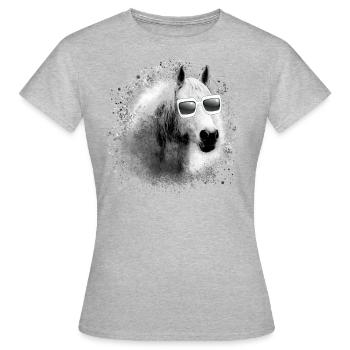 Schimmel, Pferd,weisses Pferd,sonnenbrille - Frauen T-Shirt - Grau meliert - Vorne - AI Model Female 172 dark (172cm)