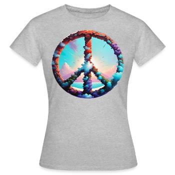 paix, signe de paix, signe de paix, fleurs, nuages - T-shirt Femme - gris chiné - Devant - AI Model Female 172 dark (172cm)