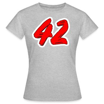 42 - red popart numbers - Women's T-Shirt - heather grey - Front - AI Model Female 172 dark (172cm)