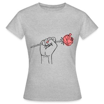 Girl Power Faust mit Rose - Frauen T-Shirt - Grau meliert - Vorne - AI Model Female 172 dark (172cm)