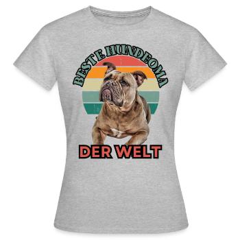 BESTE HUNDEOMA Bulldogge Hund Hunde Old English - Frauen T-Shirt - Grau meliert - Vorne - AI Model Female 172 dark (172cm)