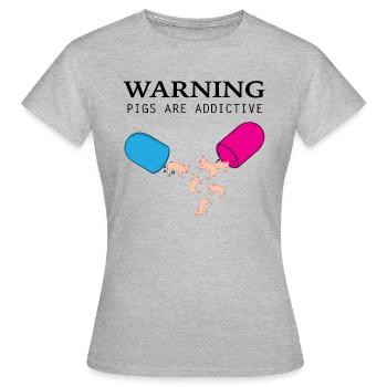 Les porcs Les porcelets des pilules créent une dépendance - T-shirt Femme - gris chiné - Devant - AI Model Female 172 dark (172cm)