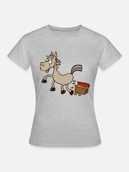 Goldesel kackt Goldmünzen - Frauen T-Shirt - Grau meliert