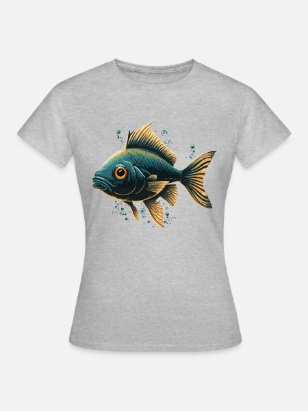 Schöne Fisch Illustration - Frauen T-Shirt - Grau meliert