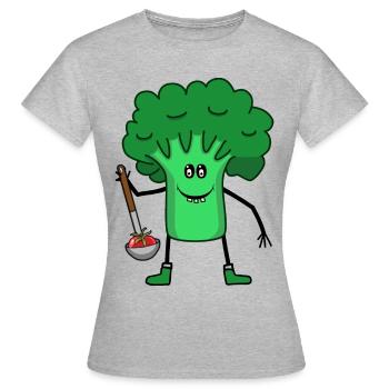 Brocoli Soupe Aux Légumes Louche Tomate Cuisine - T-shirt Femme - gris chiné - Devant - AI Model Female 172 dark (172cm)
