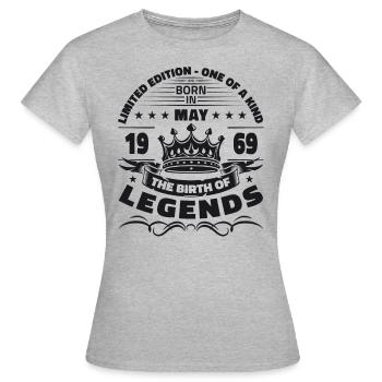 Geburtstag 1969 Mai 1969 Jahrgang 1969 Legende 69 - Frauen T-Shirt - Grau meliert - Vorne - AI Model Female 172 dark (172cm)