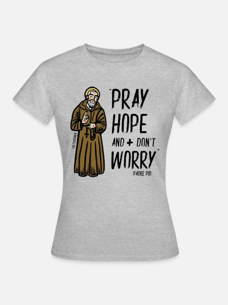 Padre Pio - Frauen T-Shirt - Grau meliert