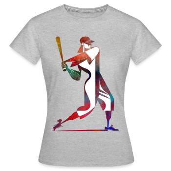 Colored Baseball Player: Dynamic Swing - Women's T-Shirt - heather grey - Front - AI Model Female 172 dark (172cm)