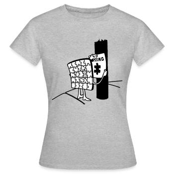 Puzzle Missing, Vermisst ein Stück seiner selbst - Frauen T-Shirt - Grau meliert - Vorne - AI Model Female 172 dark (172cm)