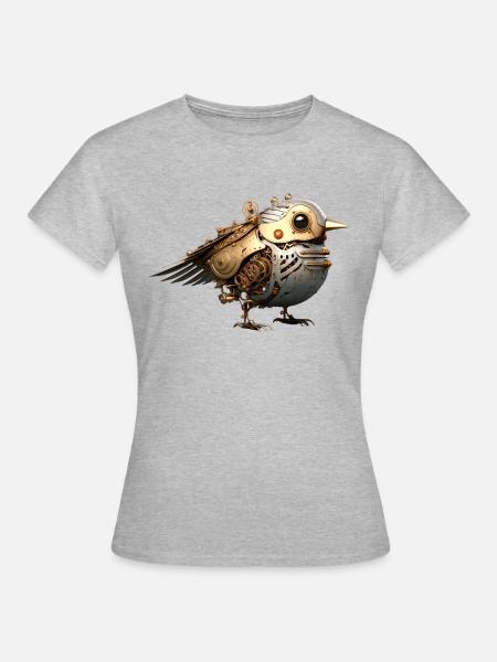 Steampunk Vogel - Frauen T-Shirt - Grau meliert
