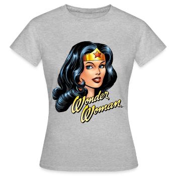 DC Comics Wonder Woman Porträt Name - Frauen T-Shirt - Grau meliert - Vorne - AI Model Female 172 dark (172cm)